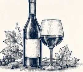 Dessin d'une bouteille de vin et d'un verre